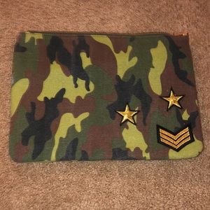 Zara camo clutch bag